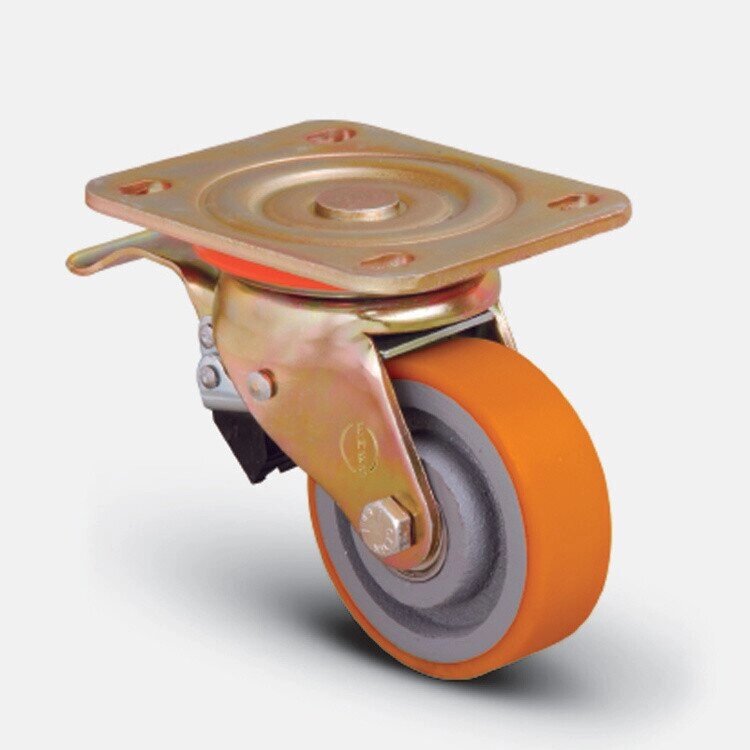 Колесо полиуретановое поворотное с тормозом, диск-чугун, 55 мм ( ED01 VBP 55 F ) от компании Группа компаний Проторг - фото 1