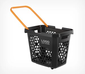 Корзина-тележка пластиковая TECHNO XL, 80 литров, цвет черный Оранжевый