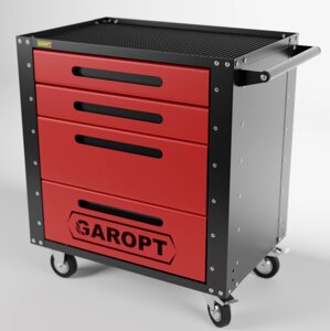 Тележка инструментальная Garopt 4 ящика Серия "Low-cost" Красная, зеленая, серая, синяя, желтая