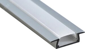 Профиль встраиваемый алюминиевый 2м матовый экран для светодиодных лент (2 заглушки)