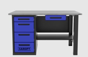 Верстак Garopt с ящиком однотумбовыи 4 ящика, 1400*700 синий, красный, серый, желтый, зеленый