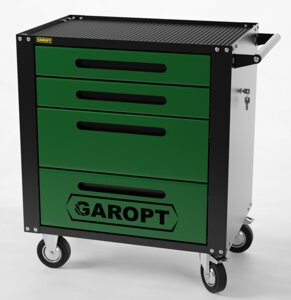 Тележка инструментальная Garopt 4 ящика центральный замок, Серия "Standart" зеленая, серая, синяя, красная, желтая