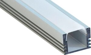 Профиль накладной алюминиевый для светодиодных лент (матовый экран, 2 заглушки, 4 крепежа)