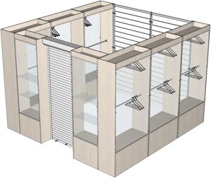 Островной отдел 3000х3000 из деревянных витрин