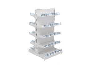 Стеллаж торговый островной с полками под ограждение белого цвета 2200*500*