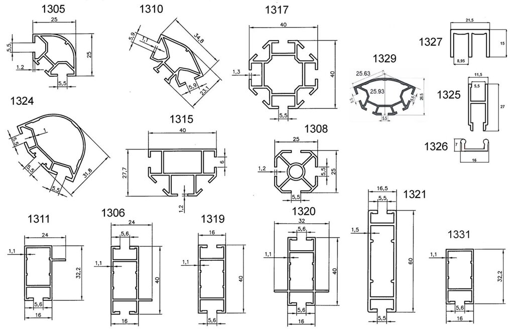 Профиль алюминиевый чертеж