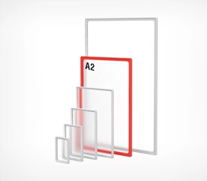Пластиковая рамка с закругленными углами формата А2 PF-A2, цвет серый