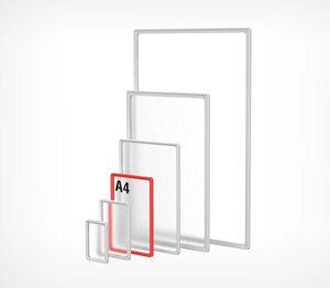 Пластиковая рамка с закругленными углами формата А4 PF-A4, цвет черный