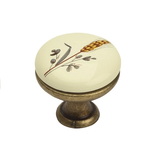 Ручка-кнопка K8005, 96мм, античная бронза, керамика BG/F0 БЕЖЕВАЯ от компании Группа компаний Проторг - фото 1