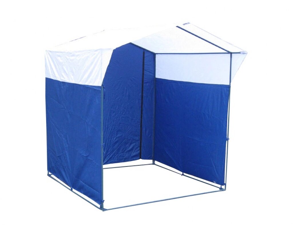 Торговая палатка «Домик» 1,5 x 1,5 бело-синяя от компании Группа компаний Проторг - фото 1