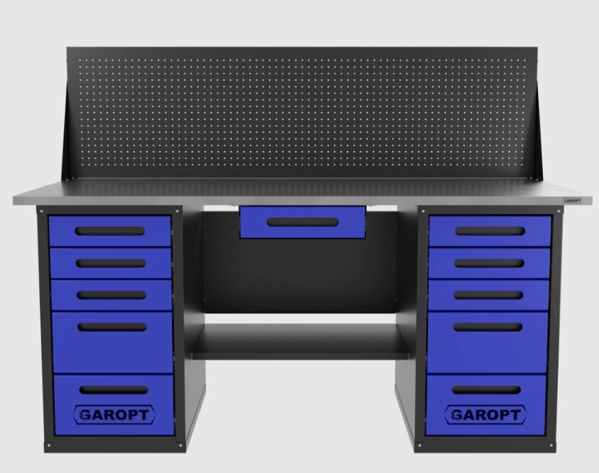 Верстак GAROPT двухтумбовыи 5 ящиков /5 ящиков с экраном и ящиком 1800*700 синий , желтый, зеленый, красный, серый от компании Группа компаний Проторг - фото 1