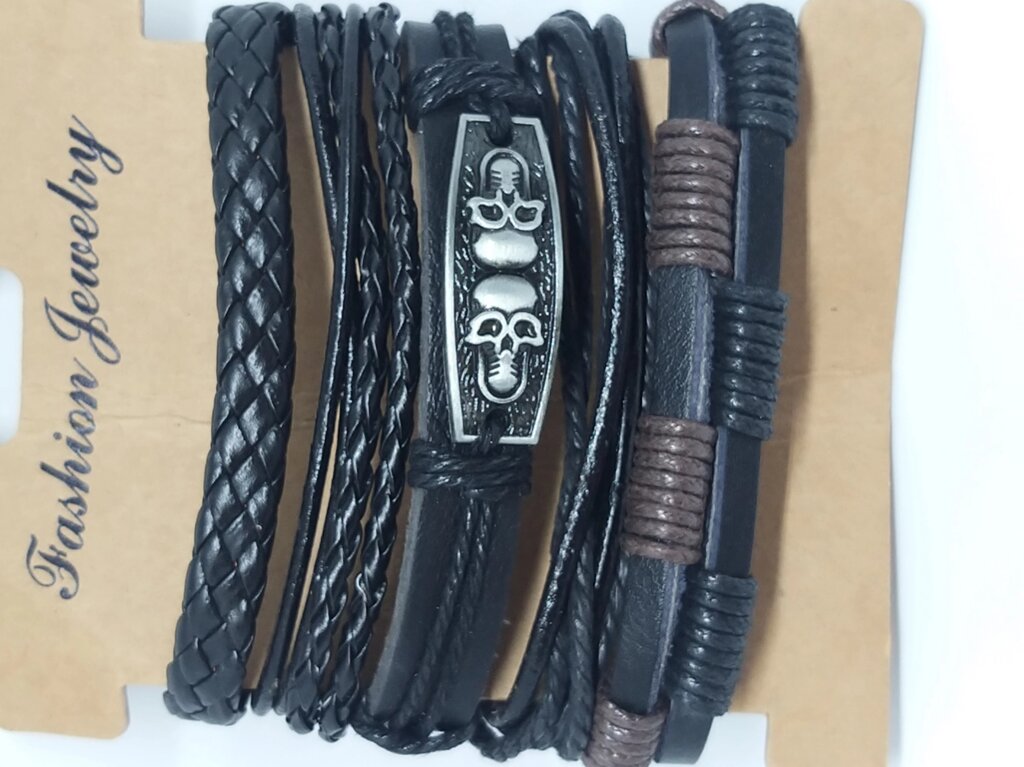 Кожаные браслеты - фенечки в наборе от компании R.R.R. Бижутерия и украшения оптом - фото 1