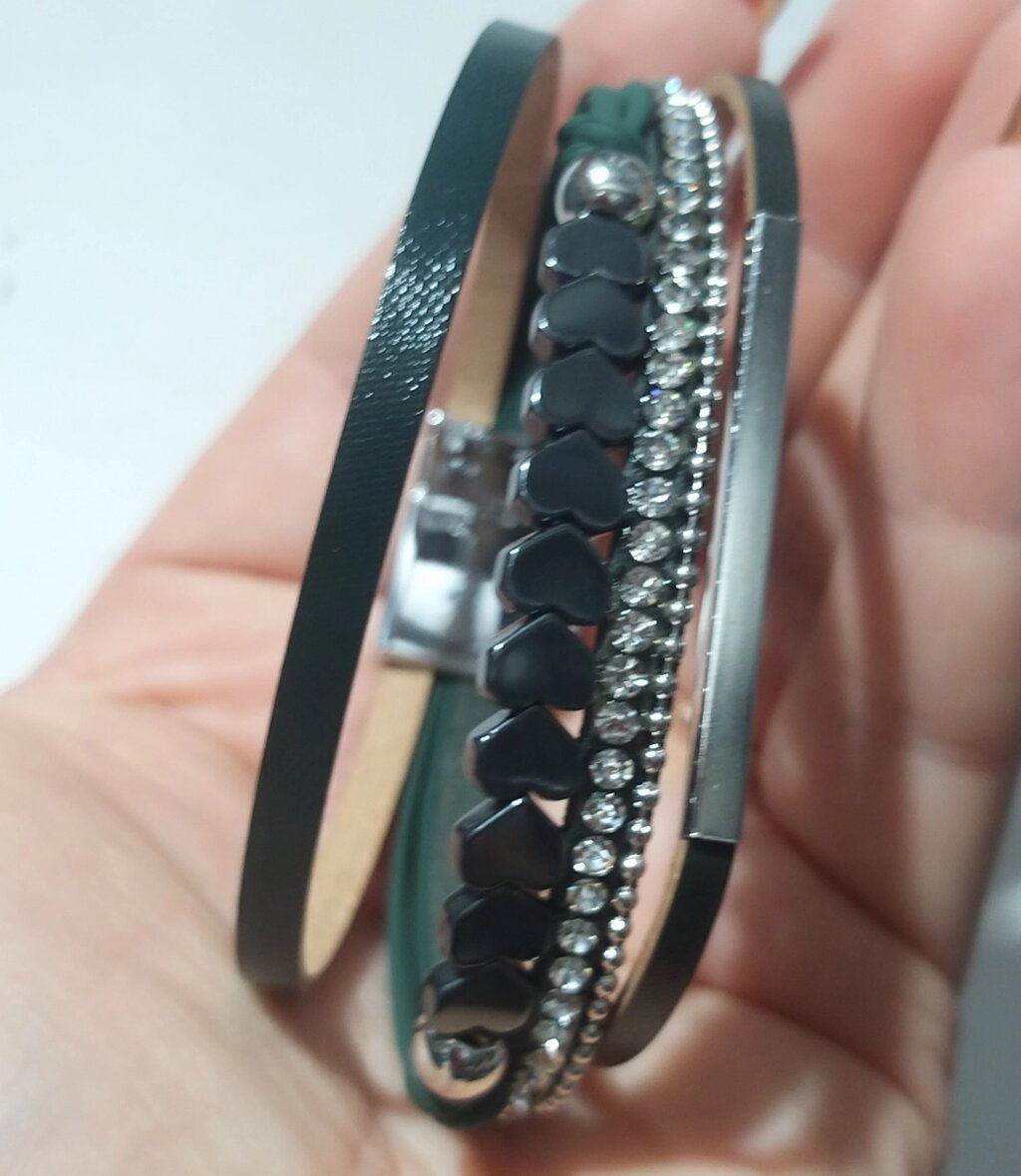 Кожаные стильные браслеты многослойные от компании R.R.R. Бижутерия и украшения оптом - фото 1