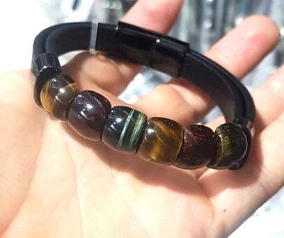 Кожаный браслет на руку с натуральными камнями от компании R.R.R. Бижутерия и украшения оптом - фото 1