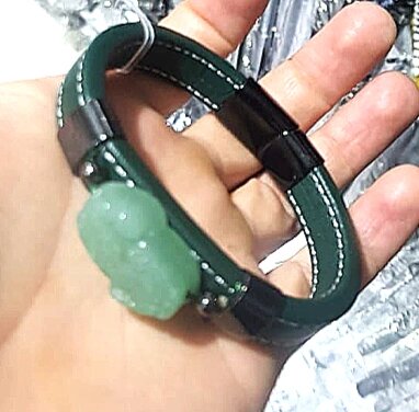 Кожаный браслет с камнем Дракона от компании R.R.R. Бижутерия и украшения оптом - фото 1