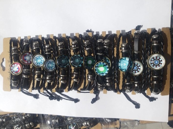 Кожаный плетеный браслет на руку со вставками талисман от компании R.R.R. Бижутерия и украшения оптом - фото 1