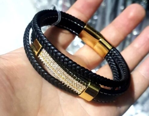 Многорядный браслет плетеный кожаный от компании R.R.R. Бижутерия и украшения оптом - фото 1