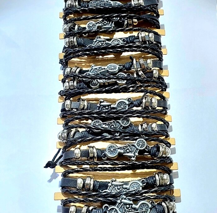 Многослойные браслеты фенечки в Байкерском стиле от компании R.R.R. Бижутерия и украшения оптом - фото 1
