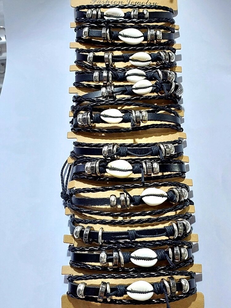 Набор браслетов фенечек многослойных с ракушками от компании R.R.R. Бижутерия и украшения оптом - фото 1