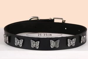 Чокер на шею кожаный с бабочками