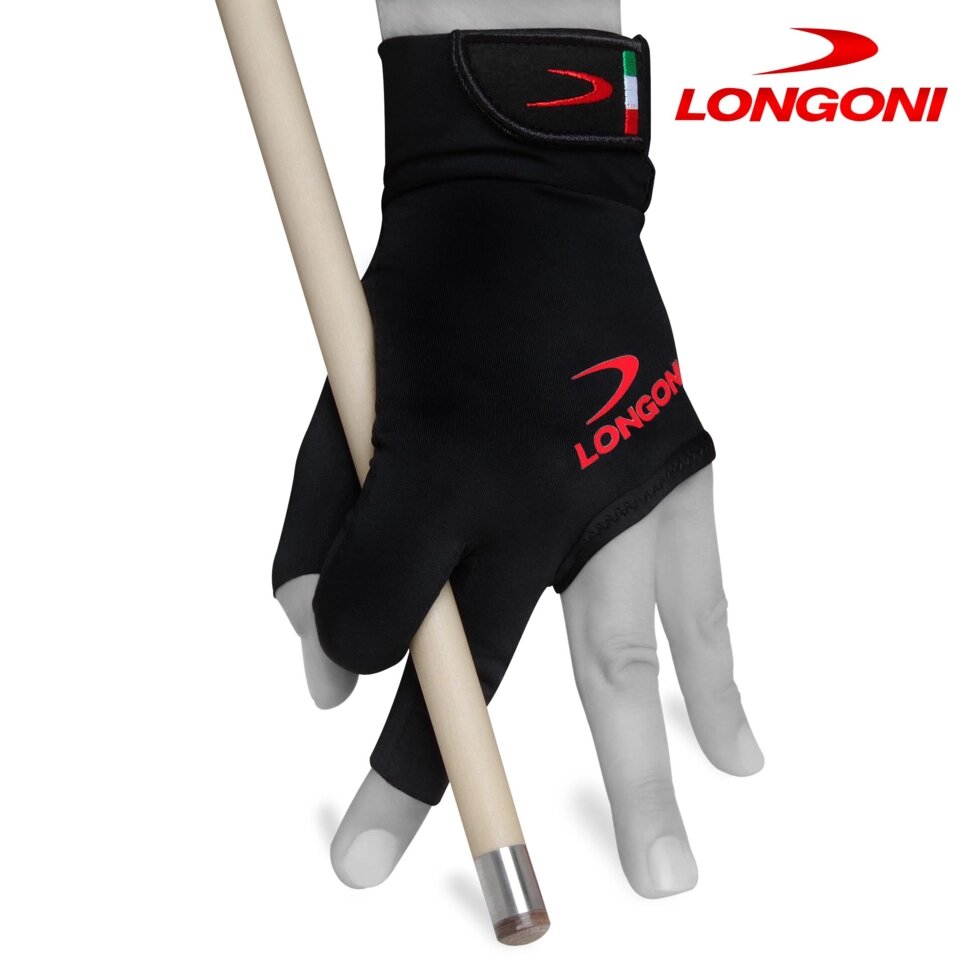 Бильярдная перчатка Longoni Black Fire 2.0 левая L от компании OOO "Диэнc Бета" - фото 1