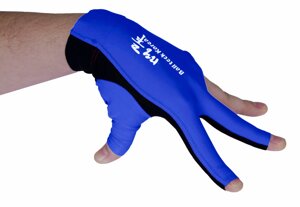 Перчатка для бильярда «Ball Teck 3» (черно-синяя, вставка замша), защита от скольжения