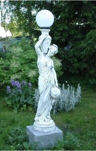 Садовая скульптура "Девушка с кувшином фонарь" высота 163*43 см