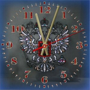 Часы настенные "Двуглавый Орел России" с кристаллами Swarovski