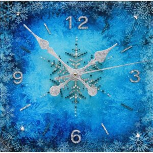 Часы настенные "Морозный вечер" с кристаллами Swarovski