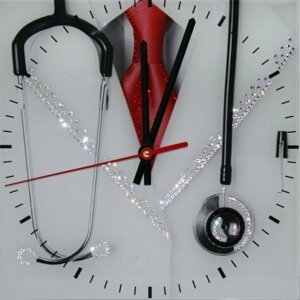 Часы настенные "Мужчина - Врач" с кристаллами Swarovski