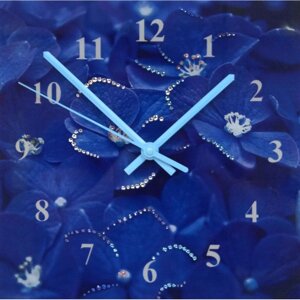 Часы настенные "Нежные Незабудки" с кристаллами Swarovski