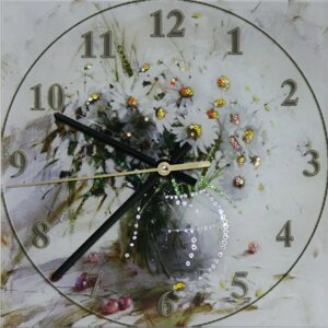 Часы настенные "Полевые Ромашки" с кристаллами Swarovski