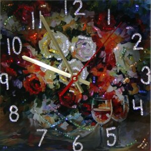 Часы настенные "Праздничный букет Роз" с кристаллами Swarovski