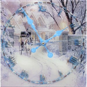 Часы настенные "Зимний Путь" с кристаллами Swarovski