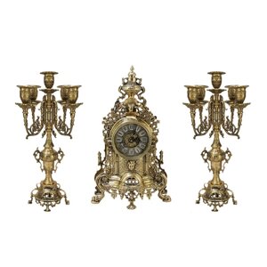 Каминные часы с канделябрами "Дворцовый мир" из бронзы, цвет золото (Bello De Bronze)