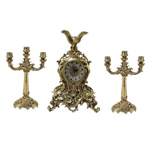 Каминные часы с канделябрами "Монарх" из бронзы (Bello De Bronze)