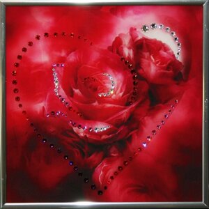 Картина "Цвет сердца - красный" со стразами Swarovski