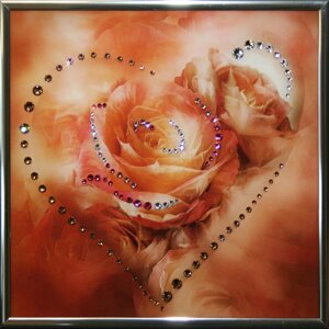 Картина "Цвет сердца - оранжевый" со стразами Swarovski