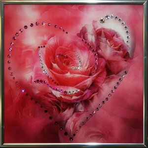 Картина "Цвет сердца - розовый" со стразами Swarovski