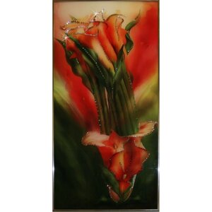 Картина "Цветок красной Каллы" со стразами Swarovski