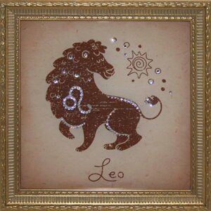Картина "Лев - латынь" с кристаллами Swarovski