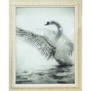 Картина "Прекрасный Лебедь" с кристаллами Swarovski