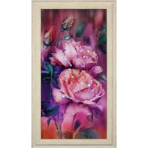 Картина "Розовые Розы" в багете со стразами Swarovski
