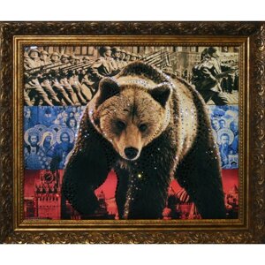 Картина "Русский Медведь" большая, со стразами Swarovski