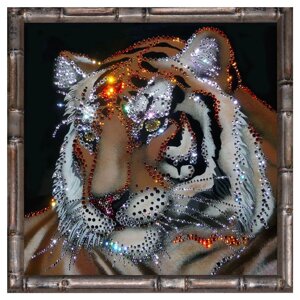 Картина с кристаллами Swarovski "Тигр (сила и мудрость) в багете"