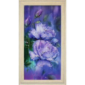 Картина "Садовые сиреневые цветочки" в багете, со стразами Swarovski
