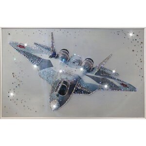 Картина "Советский истребитель" с кристаллами Swarovski