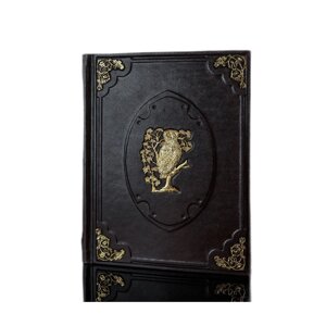 Книга подарочная в кожаном переплете с ажурными уголками и накладкой в виде совы "Книга мудрости"