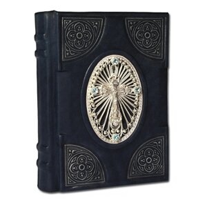 Книга подарочная в кожаной обложке с серебром и топазами "Православный Молитвослов"