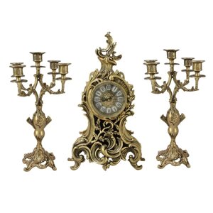 Набор "Сан-Бодро", часы каминные с канделябрами, 3 предмета, цвет золото